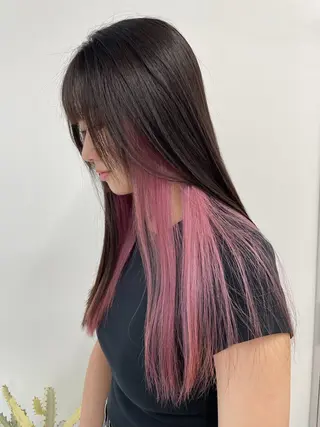 ロング ブリーチ特化🎖️ピ ンクカラー高橋さやかのヘアスタイル