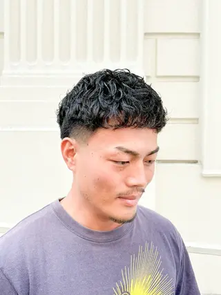 ショート パーマ メンズ DAD　BARBERSHOP所属・三宮メンズカット ヨシイッキのヘアスタイル