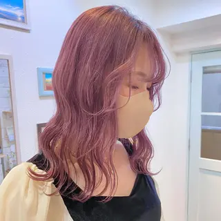 セミロング カラー ブリーチなしカラー ダブルカラーエクステのヘアスタイル