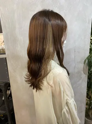 ロング カラー ヘアアレンジ 切りっぱなしボブ/ デザインカラー店長のヘアスタイル