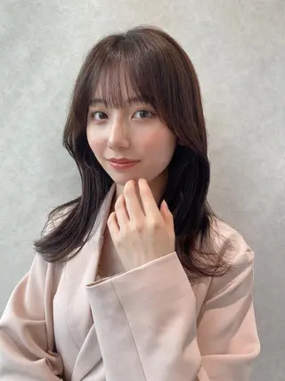 ミディアム カラー 顔周り/くびれヘア 韓国ヘア💕風間るなのヘアスタイル