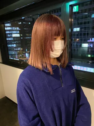 ミディアム カラー パーマ ヘアアレンジ 髪と音処　マトぺ所属・デザインカラー/ボブ ブリーチカラー/ユリのヘアスタイル