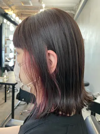 ミディアム カラー ブリーチなし透明感 タケザワミキのヘアスタイル
