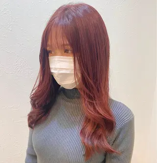 セミロング カラー ブリーチなしカラー ダブルカラーエクステのヘアスタイル