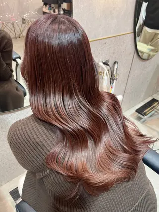 ロング Loom.by Sea【新宿】所属・暖色カラー/新宿/韓 国風レイヤー鮫島志穂のヘアスタイル