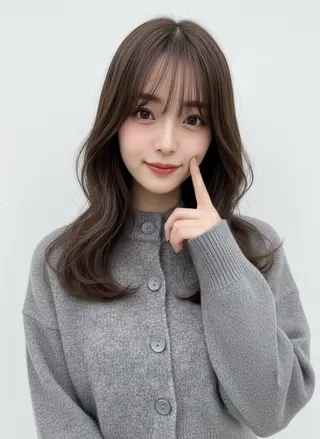 ロング カラー 赤み消し韓国ヘア レイヤー縮毛🤍渡邉のヘアスタイル