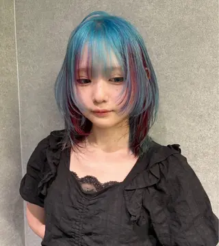 ミディアム カラー rilas博多所属・jyui/原宿 ハイトーン/デザインのヘアスタイル