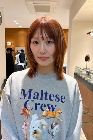 ミディアム カラー yiye   神宮前所属・manami /暖色 /カットモデル募集のヘアスタイル