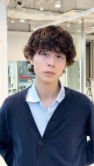 パーマ メンズ 小尾 優然のヘアスタイル