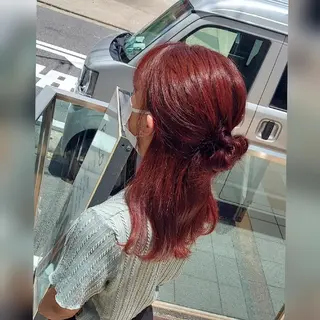 ミディアム カラー あかね☆ヘアアレンジ /ボブ/縮毛矯正のヘアスタイル
