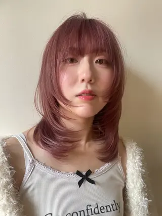 ミディアム カラー ひなた 艶カラー/渋谷のヘアスタイル