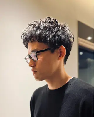 ショート パーマ メンズ スパイキーショート 大人パーマ 丸山のヘアスタイル