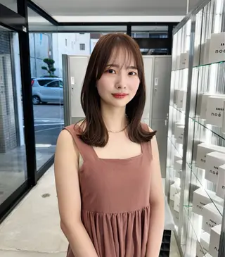 ミディアム カラー 大場 菜月のヘアスタイル