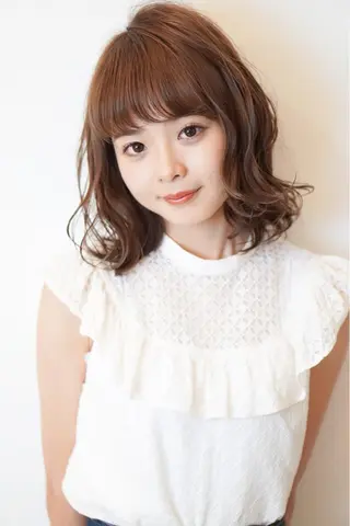 ミディアム カラー パーマ ディレクター ノナカのヘアスタイル