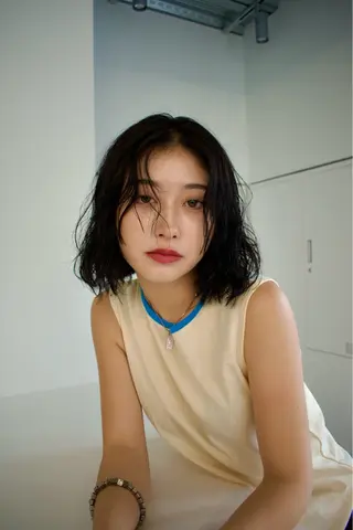 ミディアム パーマ 山中 束真のヘアスタイル