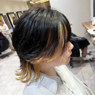 ミディアム カラー 🐺ウルフ× ハイトーン🐺MOEのヘアスタイル