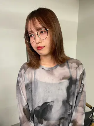 ミディアム カラー カットモデル/ ハイトーン/ゆうあのヘアスタイル