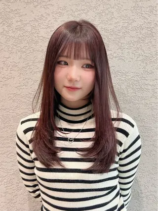 ロング カラー レイヤー/韓国 ハイトーン興津史弥のヘアスタイル