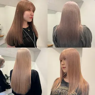 ロング カラー 切りっぱなしボブ レイヤー/縮毛矯正のヘアスタイル