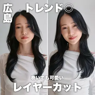 セミロング カラー 【韓国レイヤー特化 ハッシュカット】のヘアスタイル