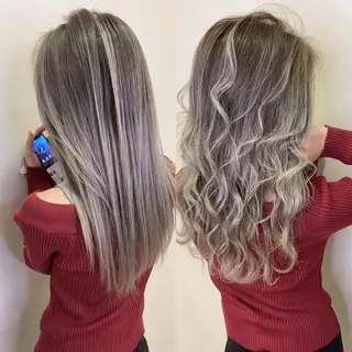 ロング カラー yosuke 梅田/バレイヤージュのヘアスタイル