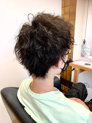 ショート パーマ メンズ 秋山知穂🌸縮毛矯正 ショートお任せ🌸のヘアスタイル