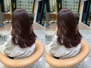 カラー ゆらんちょ/ブリーチ 無w/縮毛矯正/暖色のヘアスタイル