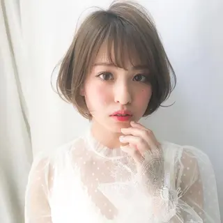 ショート カラー パーマ 大人かわいい💍🤍 ボブ/ショートボブのヘアスタイル