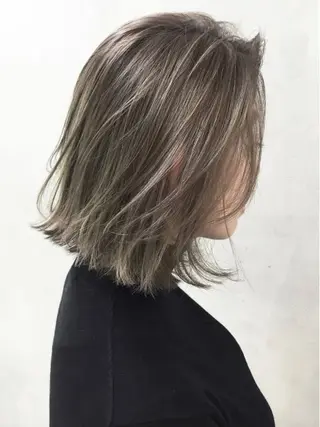 ミディアム 髪質改善＆白髪ぼかし カラー♡店長みやけ♡のヘアスタイル