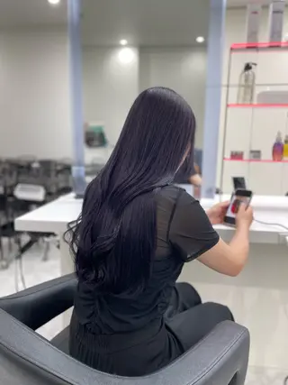 ロング カラー ブリーチなし透明感 ×縮毛矯正🤍ユウのヘアスタイル