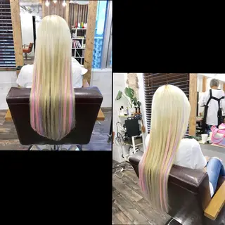 ロング ✯カラー&編み込み エクステ✯池田智博✯のヘアスタイル