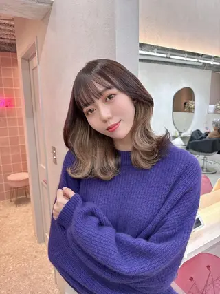 ミディアム カラー 新宿/韓国風レイヤー エクステ/YUTOのヘアスタイル