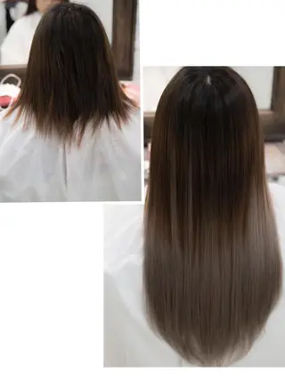 ミディアム FÜRSTIN所属・西村髪質改善 ブリーチ縮毛矯正のヘアスタイル