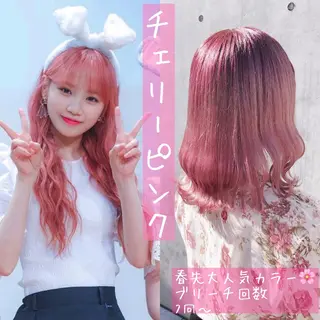 ミディアム カラー ヘアアレンジ 韓国レイヤーカット/ 儚げカラーチナツのヘアスタイル