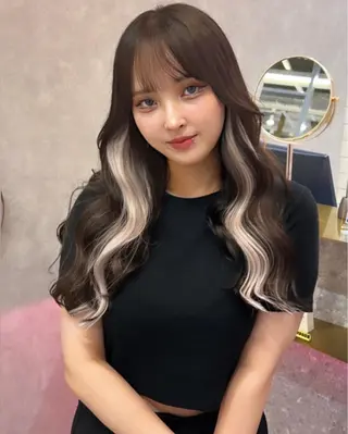 ロング rina／ベージュ ワンホン/韓国ヘアのヘアスタイル