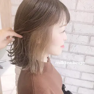 ミディアム カラー misaki🎀 まろみ透け感カラーのヘアスタイル