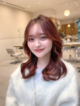ミディアム カラー 韓国ヘア/レイヤー/ 顔まわり/りょーとのヘアスタイル