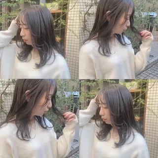 ミディアム カラー カジュアルを女っぽく 𝗮𝘆𝗮𝗰𝗼のヘアスタイル