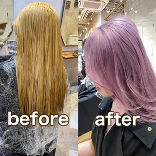 ロング カラー 脱白髪染め/ 髪質改善/ハクのヘアスタイル