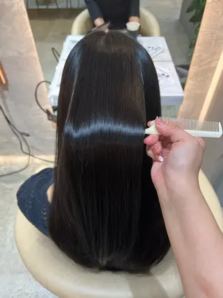 ミディアム カラー ボブ/巻ける縮毛矯正 /韓国レイヤーはなのヘアスタイル