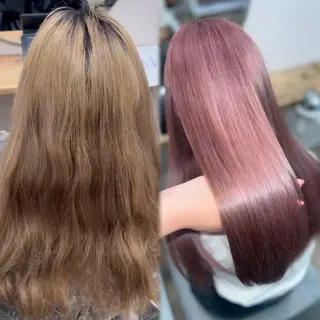 セミロング カラー 岡山ハイトーン・ ルーツカラー/こもものヘアスタイル