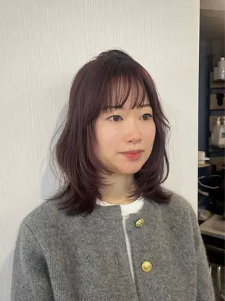 ミディアム カラー CLOVE所属・下石怜子/レイヤー/ 透明感カラーのヘアスタイル