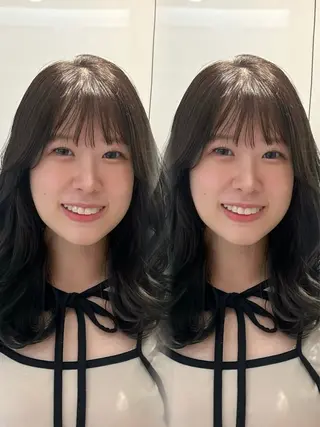 セミロング コテ巻き風パーマ 銀座RINOSEのヘアスタイル