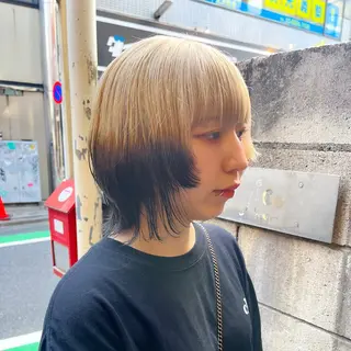 ショート カラー ハイトーン/レイヤー ハッシュカット/牧原のヘアスタイル