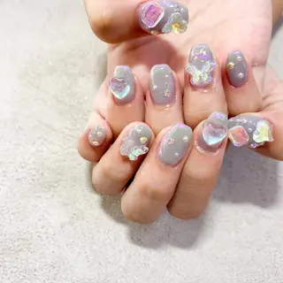 ネイル ゴテゴテ💙ワンホン リオナのネイルデザイン