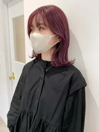 ミディアム カラー i.osaka所属・たつ/レイヤーカット 顔周り/髪質改善のヘアスタイル