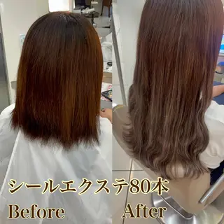 ミディアム 羽エクステ/シール エクステ/横浜駅5分のヘアスタイル