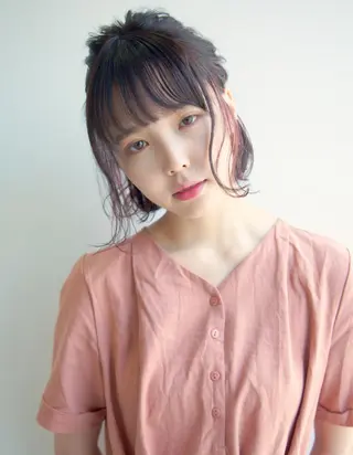 ミディアム ヘアアレンジ 店長/mao/ 前髪/顔周りカットのヘアスタイル