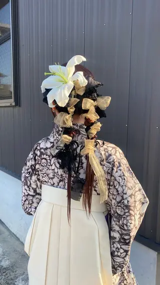 ロング カラー ヘアアレンジ NIKO/名古屋/ 伏見/花屋併設のヘアスタイル