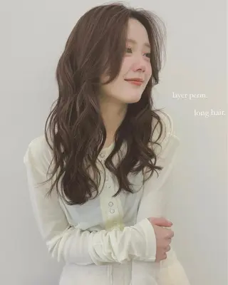 ロング パーマ 骨格診断カット.𖥔 ボブ/レイヤー/碧夢のヘアスタイル